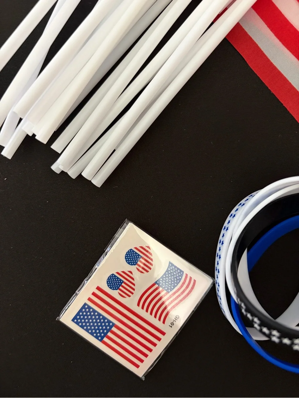 Patriotic Mini Flag & Wristband Party Pack - Red, White & Blue